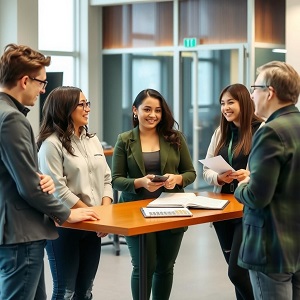 Students and faculty members discussing values